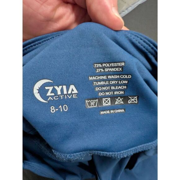 Zyia Active Women Blue Leggings Stretch Activewear Stash Pockets Women's Size 8- - Picture 4 of 5